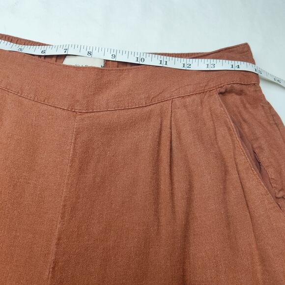 Abercrombie & Fitch Linen Blend Wide Leg Pull On Pants Medium Rust Brown Coastal - Picture 9 of 12